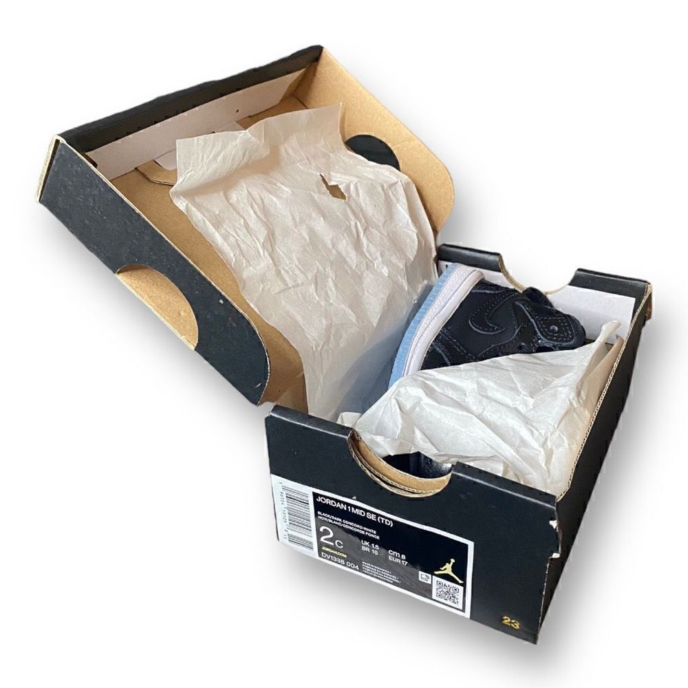 Nike Jordan 1 Mid SE (TD) Size 2C Black/Dark Concord-White DV1338-004 New in Box